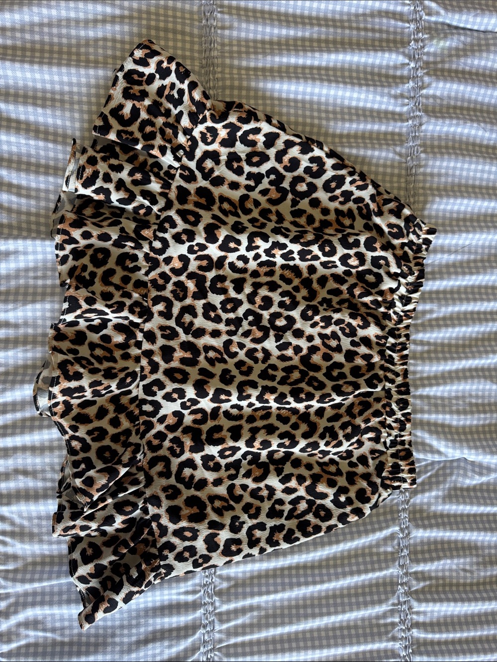 Leopard Print Ruffle Mini Skirt - Black/Brown
